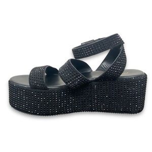 Mata Black Rhinestone Platform Sandal Size 8